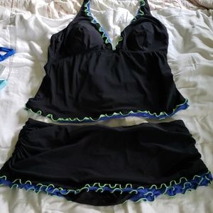 Black with cute colored detail tankini